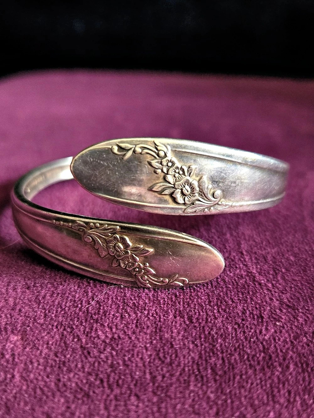Handmade Floral Engraved Tudor Plate Cuff Bracelet